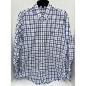 Heybo Shirt Men's Size Medium Blue Plaid Long Sleeve Button Up
